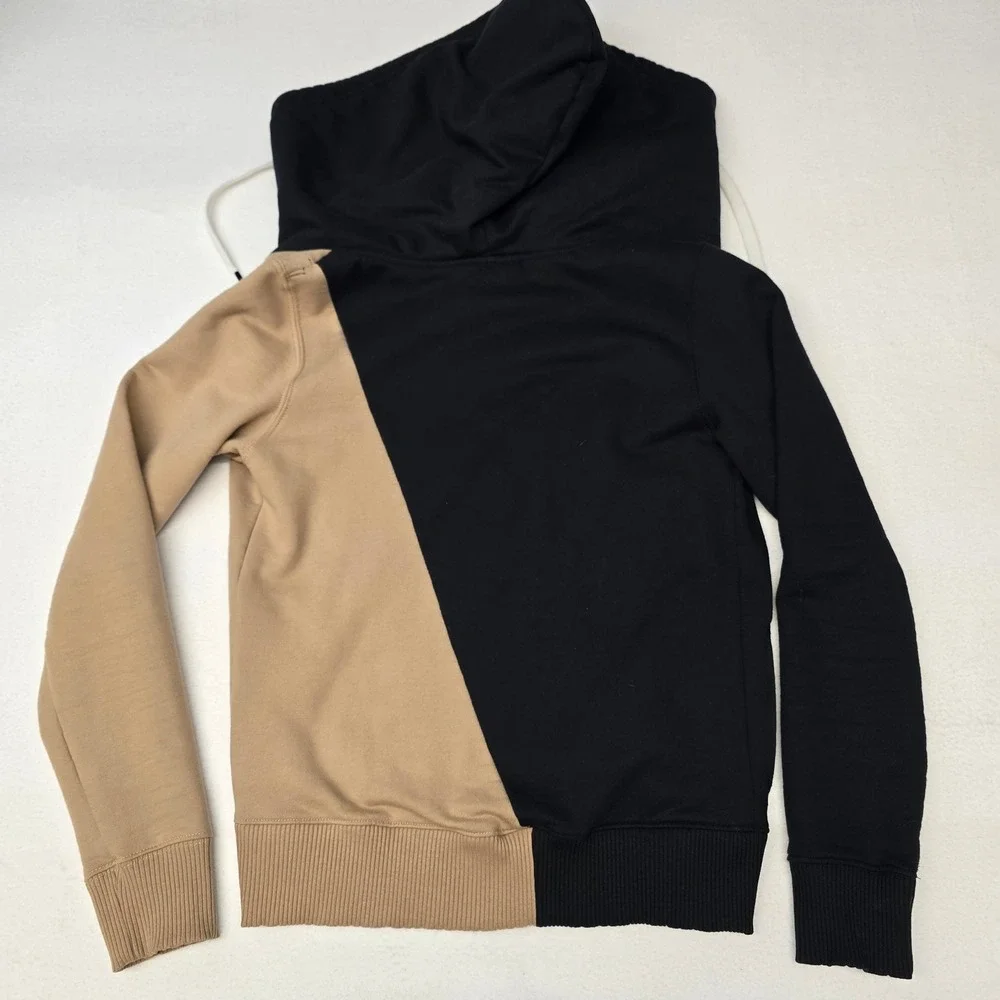 Cirque du Soleil Womens S Full Zip Hoodie Colorblock Black Tan Thick Hoodie